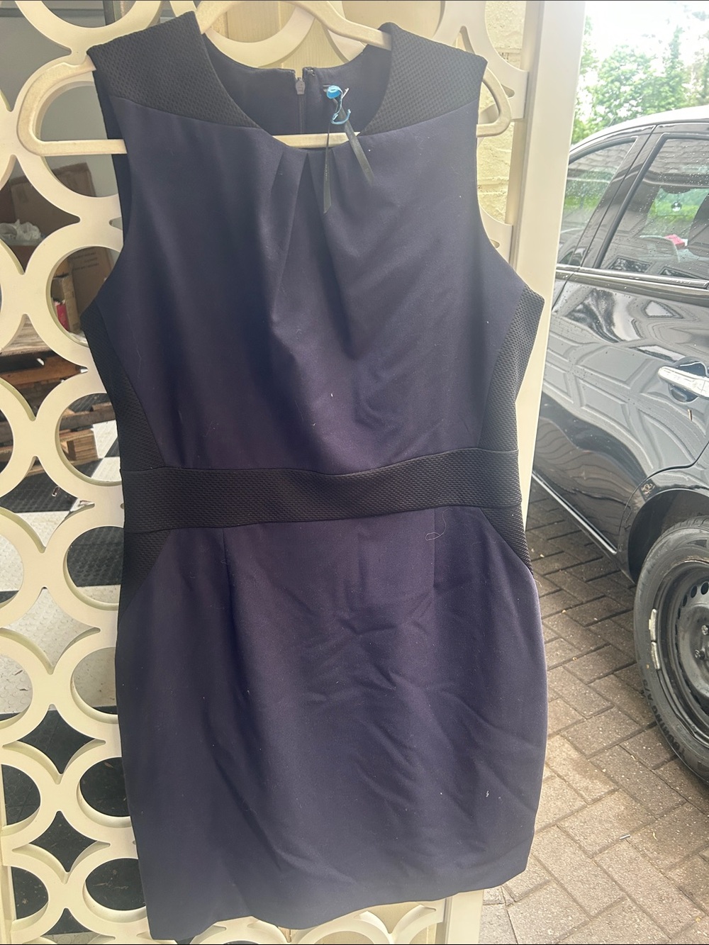 Sleeveless Navy and Black Sheath Maxi Dress